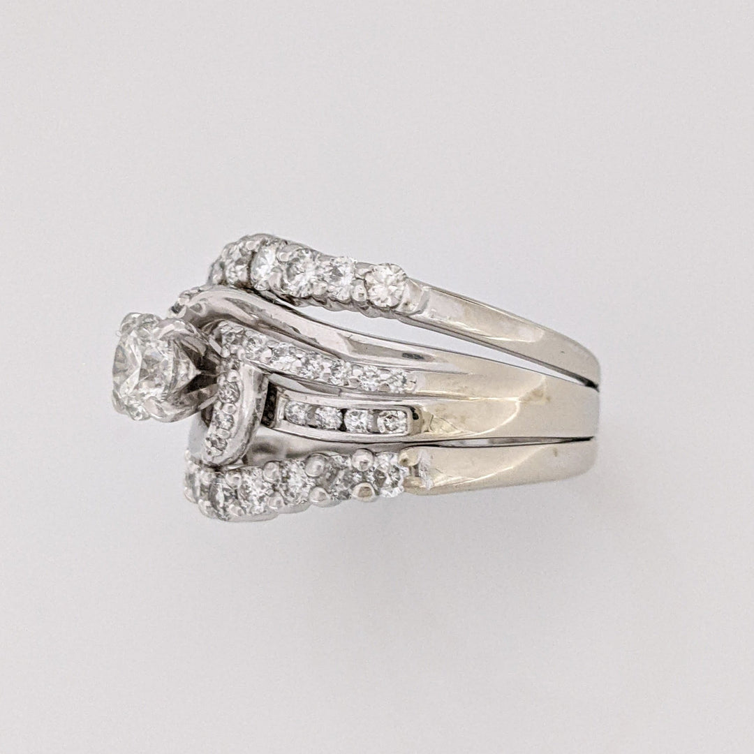 14K WHITE 1.47CTW SI2- I1 H DIAMOND ROUND (49) SWIRL MULTI-ROW ESTATE RING 7.9 GRAMS