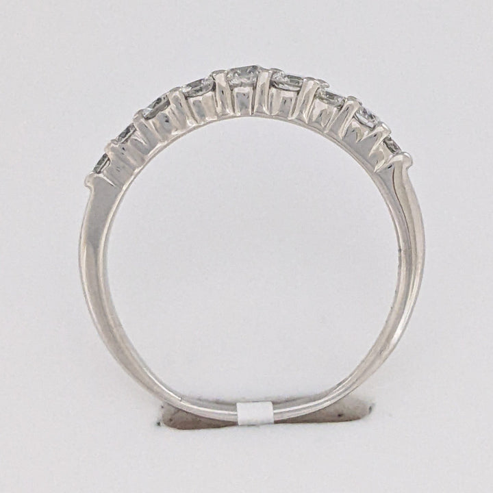 14K WHITE .31 CARAT TOTAL WEIGHT I1 H DIAMOND ROUND (9) ESTATE CURVED PRONG BAND 1.7 GRAMS