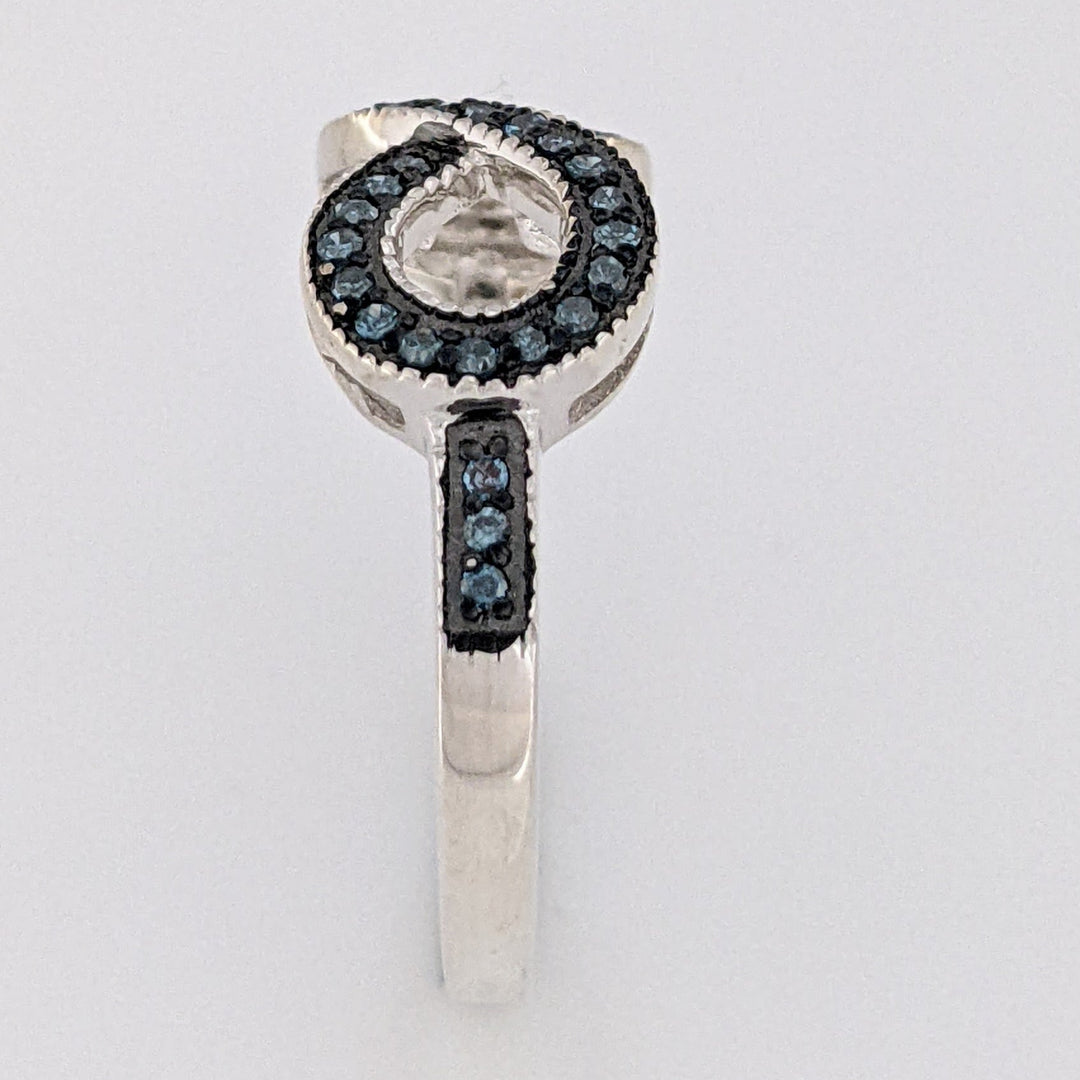 STERLING SILVER BLUE DIAMOND INFINITY ESTATE RING 2.7 GRAMS
