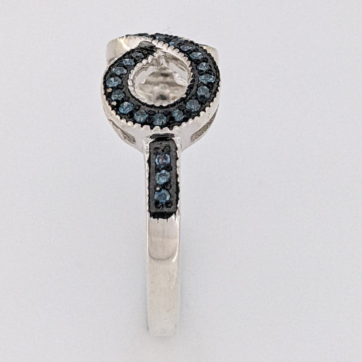 STERLING SILVER BLUE DIAMOND INFINITY ESTATE RING 2.7 GRAMS