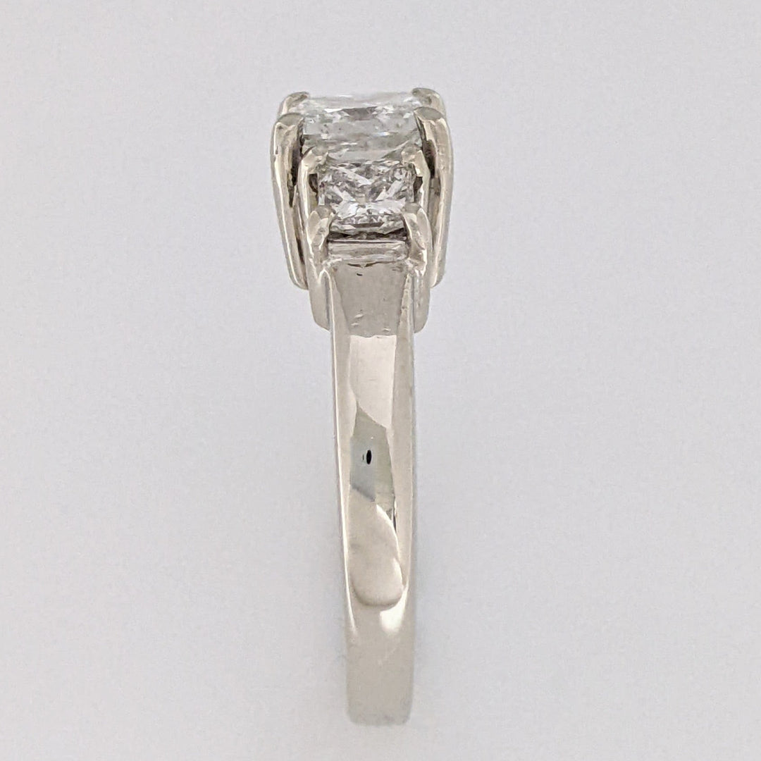 14K WHITE 1.37 CARAT TOTAL WEIGHT I1 I DIAMOND PRINCESS CUT (3) ESTATE TRINITY RING 5.5 GRAMS