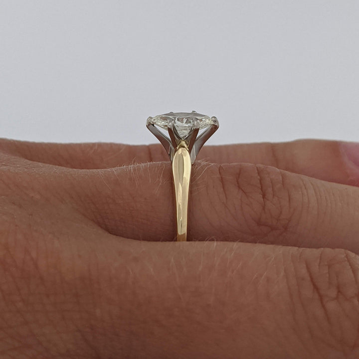 18K .89 CARAT TOTAL SI2 L DIAMOND MARQUISE ESTATE SOLITAIRE RING 4.0 GRAMS