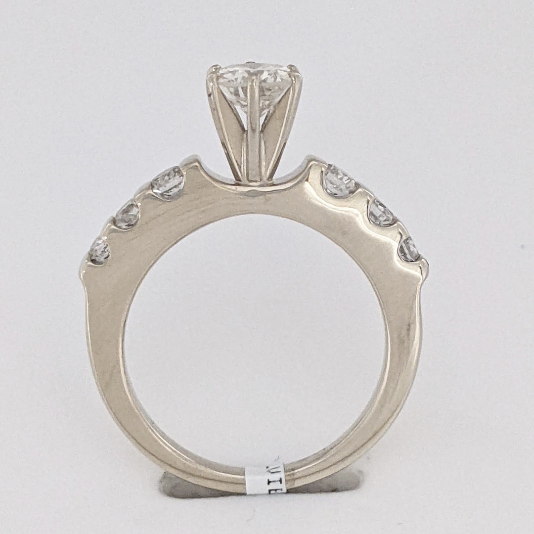 14K WHITE .75 CARAT TOTAL WEIGHT VS2 I DIAMOND ROUND (2) PRONGS SET (6) BAR SET ESTATE RING 3.6 GRAMS