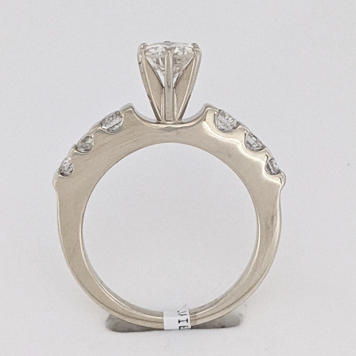 14K WHITE .75 CARAT TOTAL WEIGHT VS2 I DIAMOND ROUND (2) PRONGS SET (6) BAR SET ESTATE RING 3.6 GRAMS