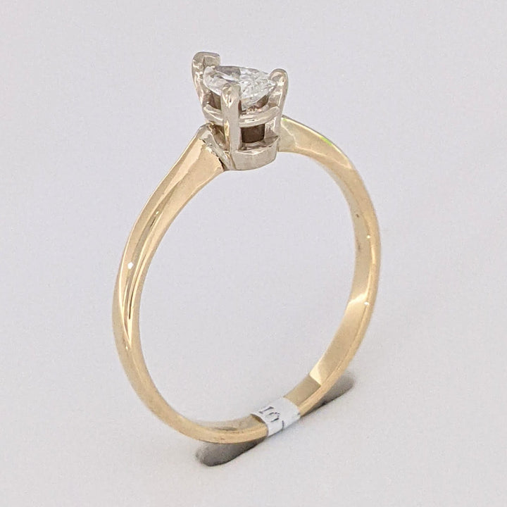 14K .25 CARAT TOTAL SI1 G DIAMOND PEAR ESTATE SOLITAIRE RING 1.8 GRAMS
