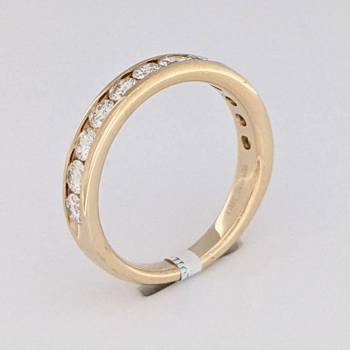 14K .96 CARAT TOTAL WEIGHT SI1 H DIAMOND ROUND (12) ESTATE CHANNEL BAND 3.3 GRAMS