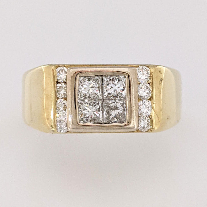 18K .80 CARAT TOTAL WEIGHT SI1 H DIAMOND PRINCESS CUT (4) ROUND (8) ESTATE RING 7.9 GRAMS