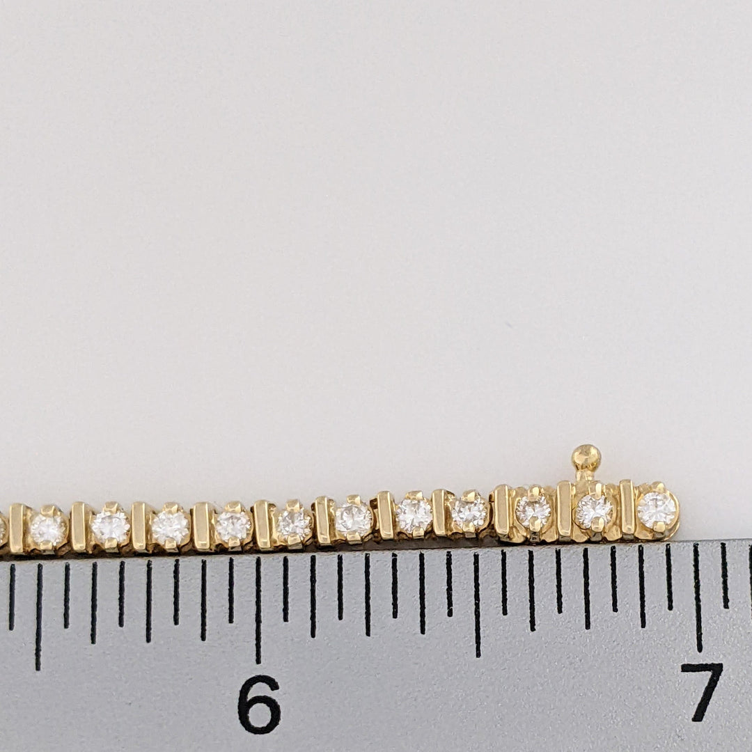 14K 1.50 CARAT TOTAL WEIGHT SI2 I DIAMOND ROUND (50) ESTATE BRACELET 10.5 GRAMS