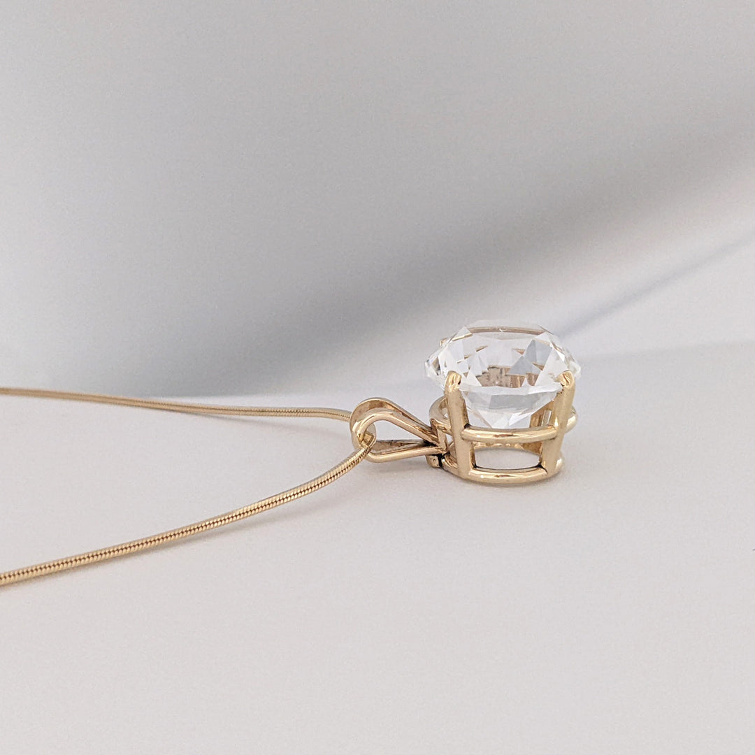 14K AQUAMARINE ROUND 13.7MM ESTATE PENDANT &amp; CHAIN 8.3 GRAMS