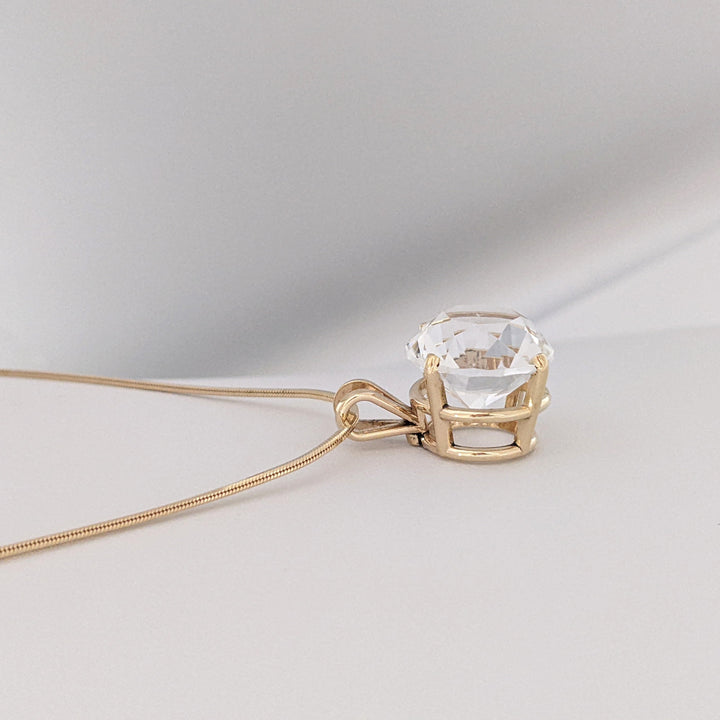 14K AQUAMARINE ROUND 13.7MM ESTATE PENDANT &amp; CHAIN 8.3 GRAMS