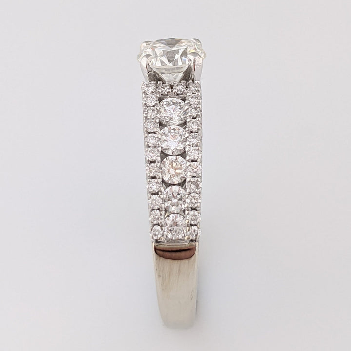14K WHITE 1.17 CARAT TOTAL WEIGHT VS2 H DIAMOND ROUND ESTATE RING 3.5 GRAMS