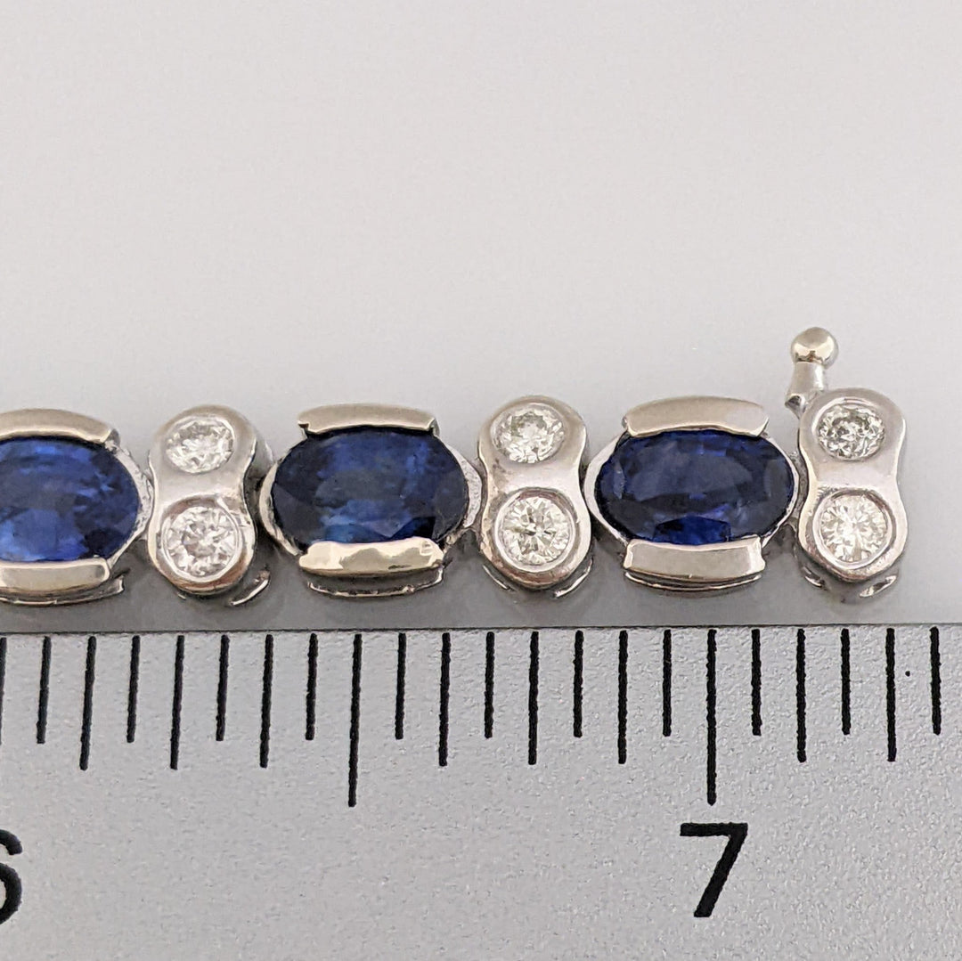 14K WHITE SAPPHIRE "AA" OVAL 5X7 (16) WITH 1.92 DIAMOND TOTAL WEIGHT ESTATE BRACELET 22.7 GRAMS