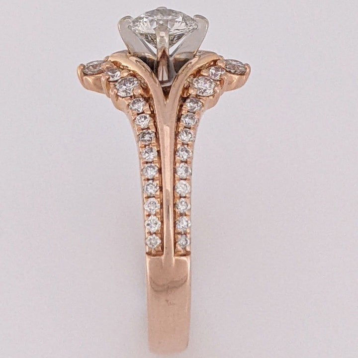 14K ROSE .89 CARAT TOTAL WEIGHT I1 J DIAMOND ROUND (47) ESTATE RING 5.3 GRAMS
