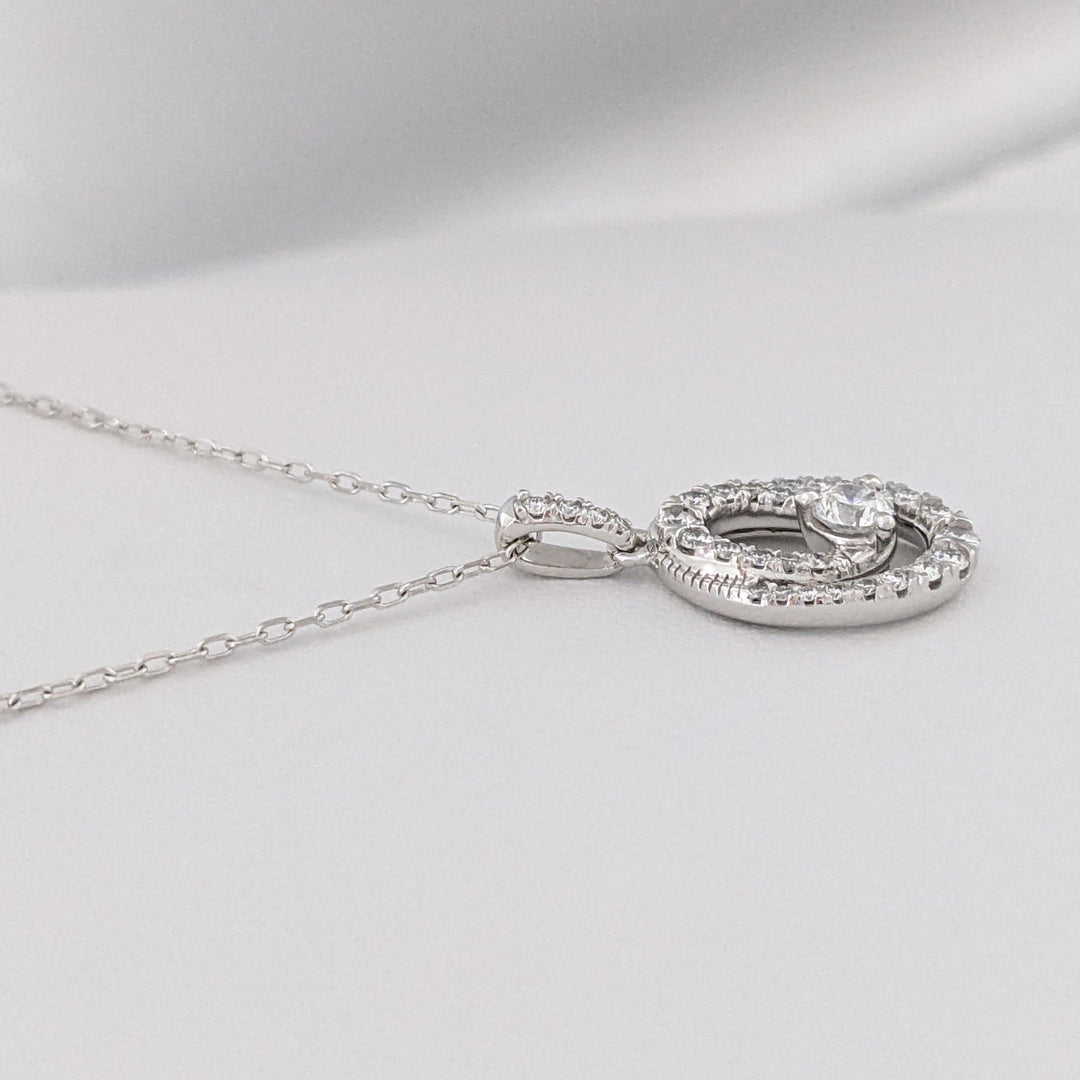 10K WHITE .48 CARAT TOTAL WEIGHT SI1 H DIAMOND ROUND (33) 2-OVAL ESTATE PENDANT & CHAIN 2.9 GRAMS