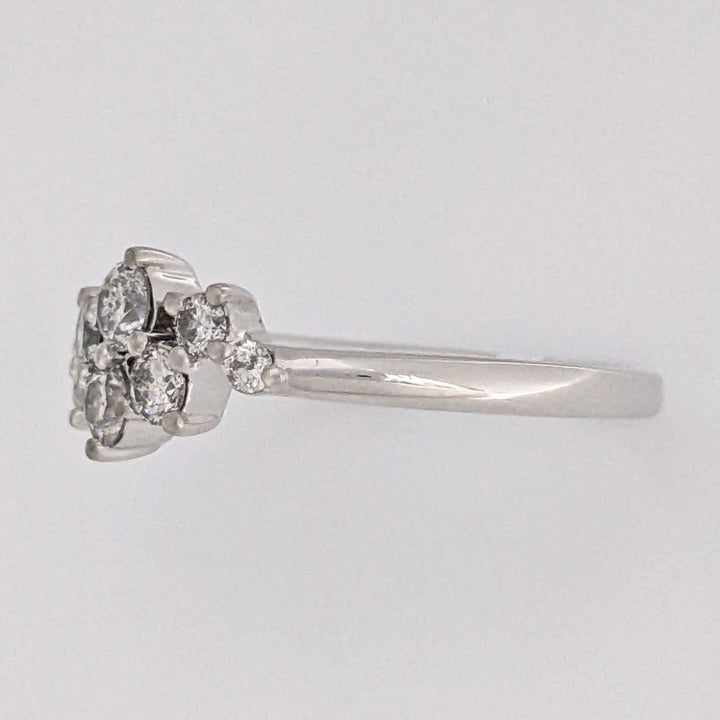10K WHITE .41 CARAT TOTAL WEIGHT I1 J DIAMOND ROUND (8) CLUSTER ESTATE RING 2.3 GRAMS