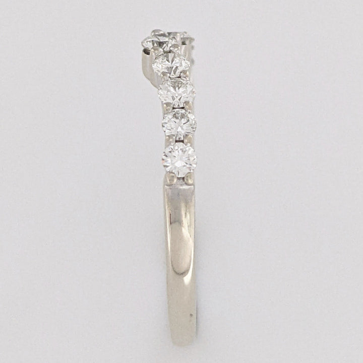 14K WHITE .53 CARAT TOTAL WEIGHT SI2 I DIAMOND ROUND (10) CURVED ESTATE BAND 2.0 GRAMS
