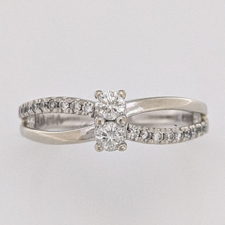 10K WHITE .34 CARAT TOTAL WEIGHT I1 I DIAMOND ROUND (20) SPLIT SHANK ESTATE RING 2.9 GRAMS