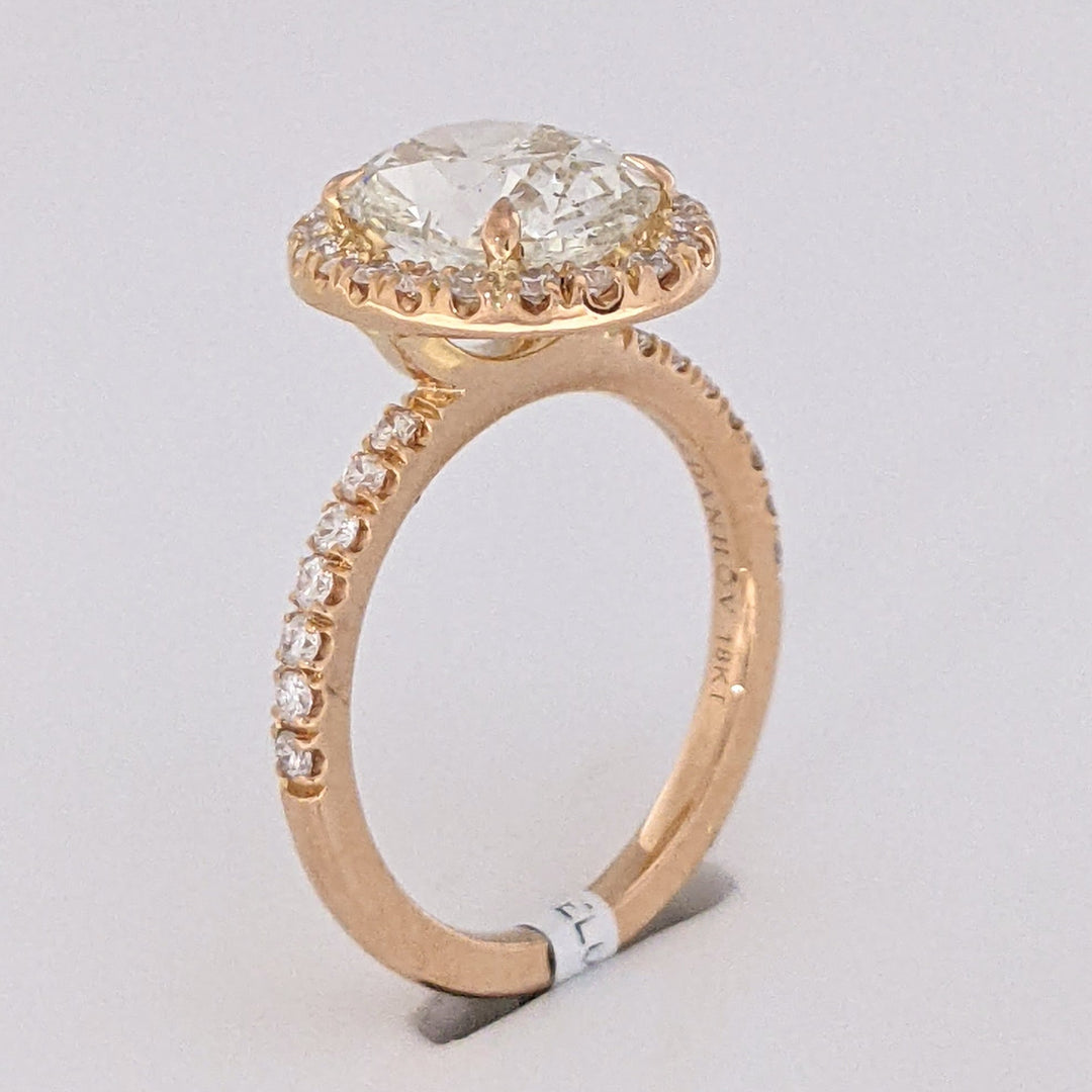 18K ROSE GOLD 2.37 CARAT TOTAL WEIGHT SI1 L DIAMOND OVAL (1) ROUND (34) ESTATE HALO RING 3.1 GRAMS