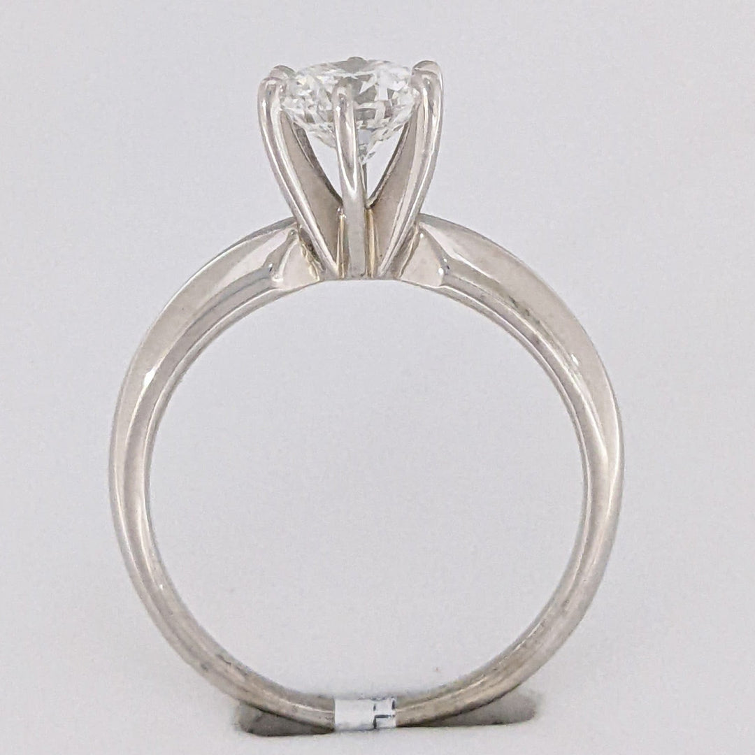 14K WHITE .81 CARAT TOTAL I1 G DIAMOND ROUND ESTATE SOLITAIRE RING 2.6 GRAMS