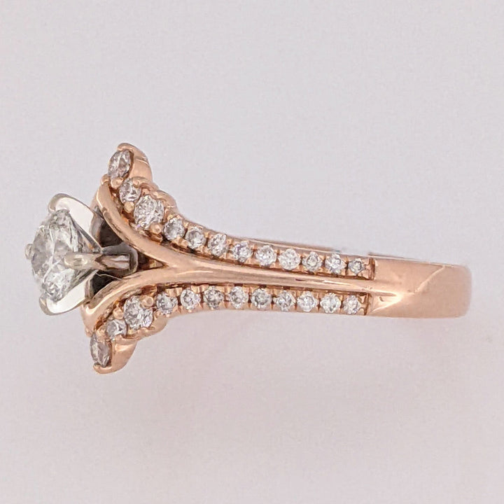 14K ROSE .89 CARAT TOTAL WEIGHT I1 J DIAMOND ROUND (47) ESTATE RING 5.3 GRAMS