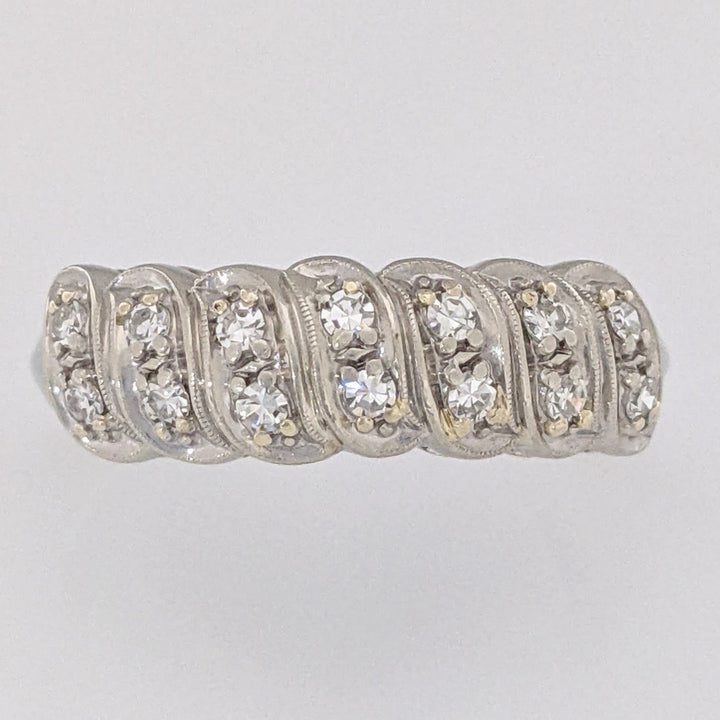 18K WHITE .24 CARAT TOTAL WEIGHT VS2 H DIAMOND ROUND (14) SINGLE CUT ESTATE BAND 4.0 GRAMS