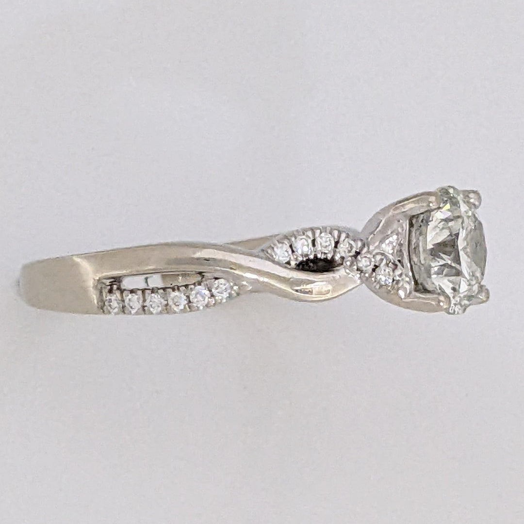 14K WHITE .96 CARAT TOTAL WEIGHT SI2 J DIAMOND ROUND (25) TWIST ESTATE RING 3.8 GRAMS
