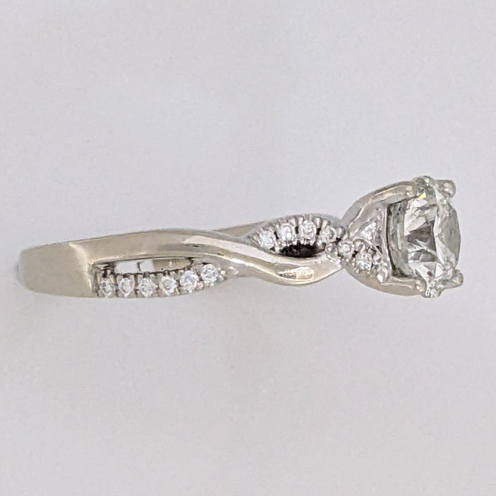 14K WHITE .96 CARAT TOTAL WEIGHT SI2 J DIAMOND ROUND (25) TWIST ESTATE RING 3.8 GRAMS