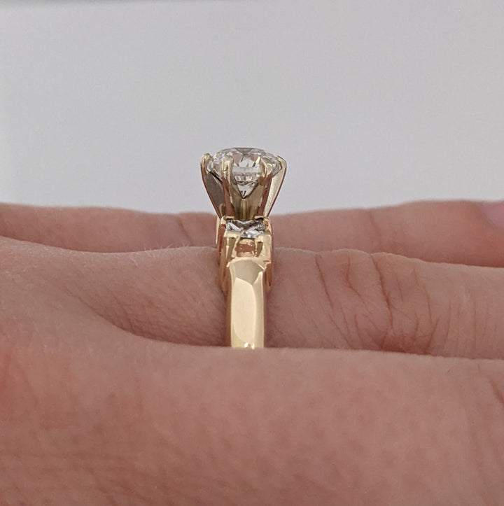 14K 1.19 CARAT TOTAL WEIGHT SI1-I1 DIAMOND ROUND (1) PRINCESS CUT (2) ESTATE RING 5.6 GRAMS