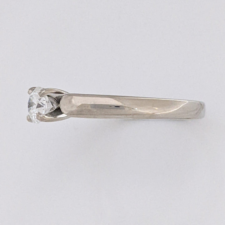 14K WHITE .39 CARAT TOTAL SI2 E DIAMOND ROUND RAISED SHANK SOLITAIRE ESTATE RING 4.0 GRAMS
