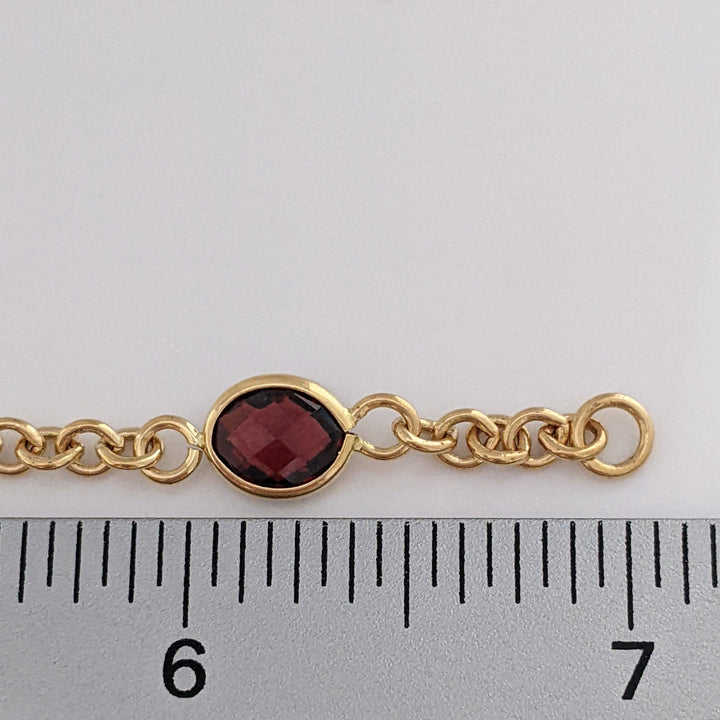 14K PERIDOT, AMETHYST, BLUE TOPAZ, CITRINE, GARNET OVAL 6X8 BEZEL LINK ESTATE BRACELET 6.2 GRAMS