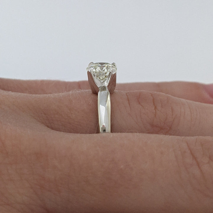 14K WHITE 1.01 CARAT TOTAL I1 L DIAMOND ROUND ESTATE SOLITAIRE RING 4.4 GRAMS