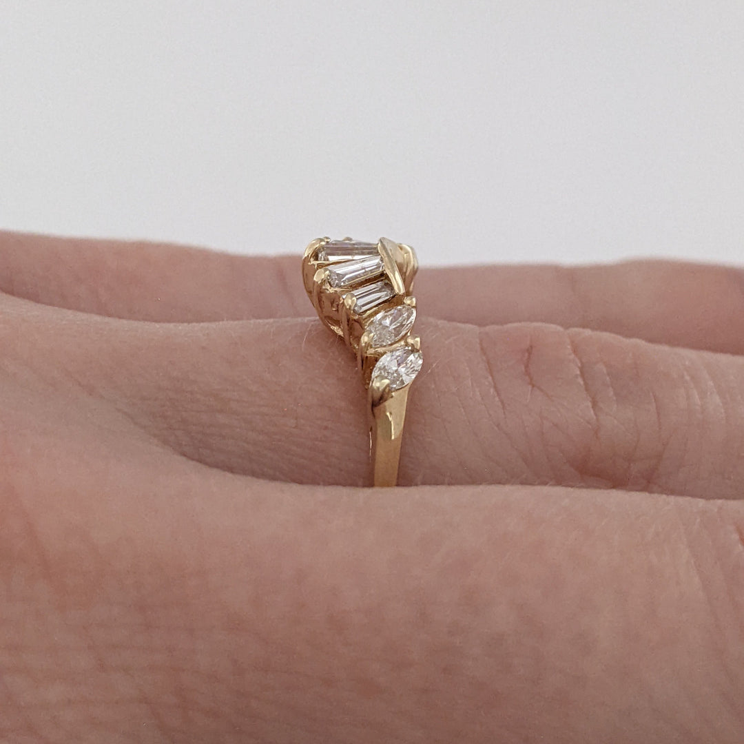 14K .49CTW SI2 H DIAMOND MARQUISE (4) BAGUETTE (5) ESTATE WRAP 2.2 GRAMS