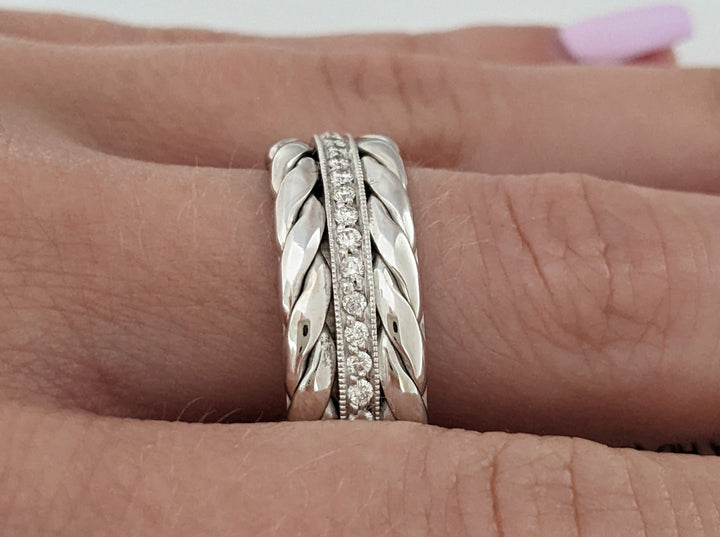 14K WHITE .88CTW VS2 I DIAMOND ROUND (88) ETERNITY BAND 12.0 GRAMS