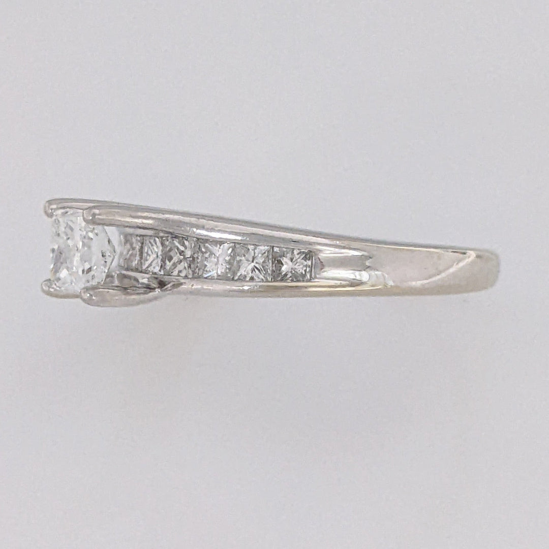 14K WHITE .80 CARAT TOTAL WEIGHT SI2 H DIAMOND PRINCESS CUT (11) ESTATE RING 3.3 GRAMS