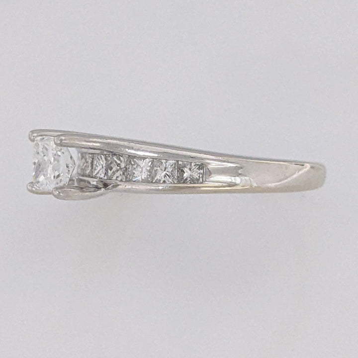 14K WHITE .80 CARAT TOTAL WEIGHT SI2 H DIAMOND PRINCESS CUT (11) ESTATE RING 3.3 GRAMS