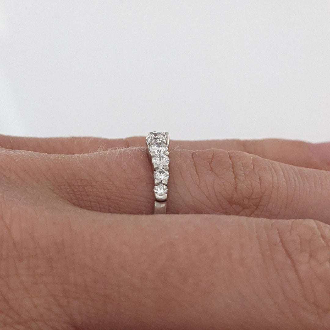 14K WHITE .31 CARAT TOTAL WEIGHT I1 H DIAMOND ROUND (9) ESTATE CURVED PRONG BAND 1.7 GRAMS