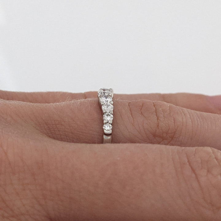 14K WHITE .31 CARAT TOTAL WEIGHT I1 H DIAMOND ROUND (9) ESTATE CURVED PRONG BAND 1.7 GRAMS