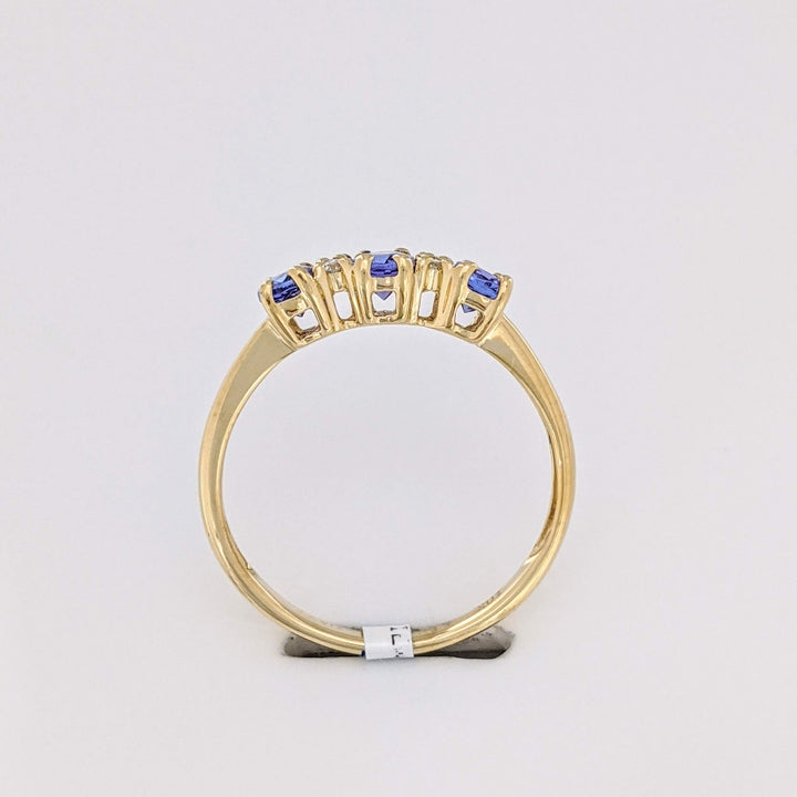 10K IOLITE OVAL 3X4 (3) WITH (4) MELEE ESTATE RING 1.3 GRAMS