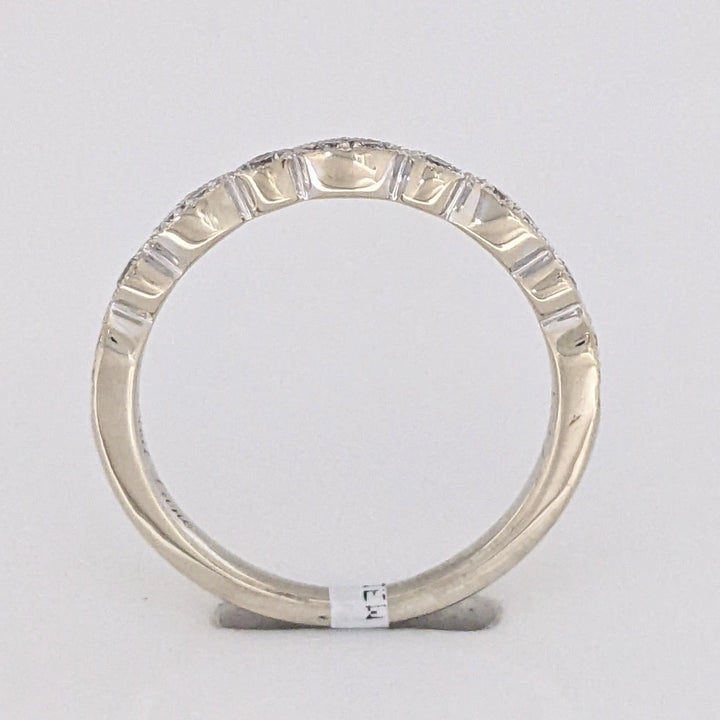 14K WHITE .15 CARAT TOTAL WEIGHT SI2 H DIAMOND ROUND (14) MARQUISE/ ROUND LINK ESTATE BAND 2.4 GRAMS