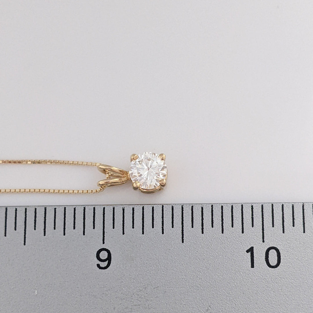 14K .78 CARAT TOTAL VVS2 H DIAMOND ROUND ESTATE SOLITAIRE PENDANT & CHAIN 3.1 GRAMS