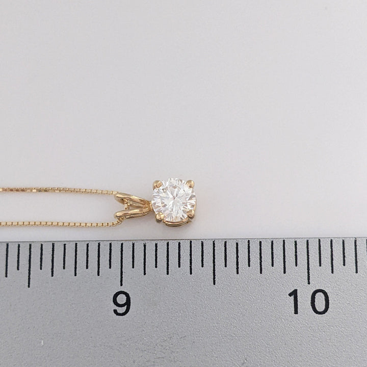 14K .78 CARAT TOTAL VVS2 H DIAMOND ROUND ESTATE SOLITAIRE PENDANT & CHAIN 3.1 GRAMS