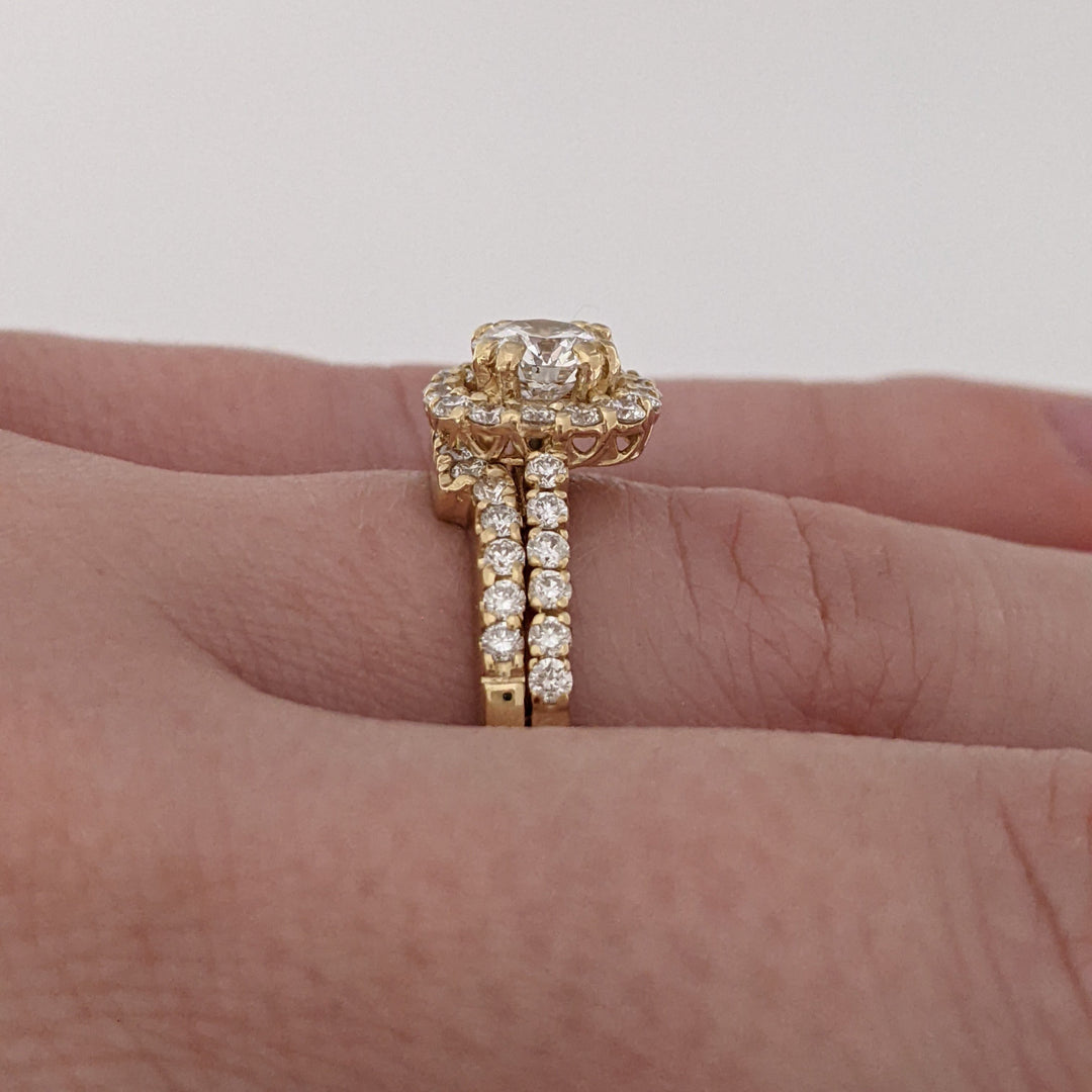 14K .60 CARAT TOTAL SI1 F DIAMOND ROUND WITH .47DTW MOUNTING AND .23DTW BAND ESTATE SET 4.5 GRAMS