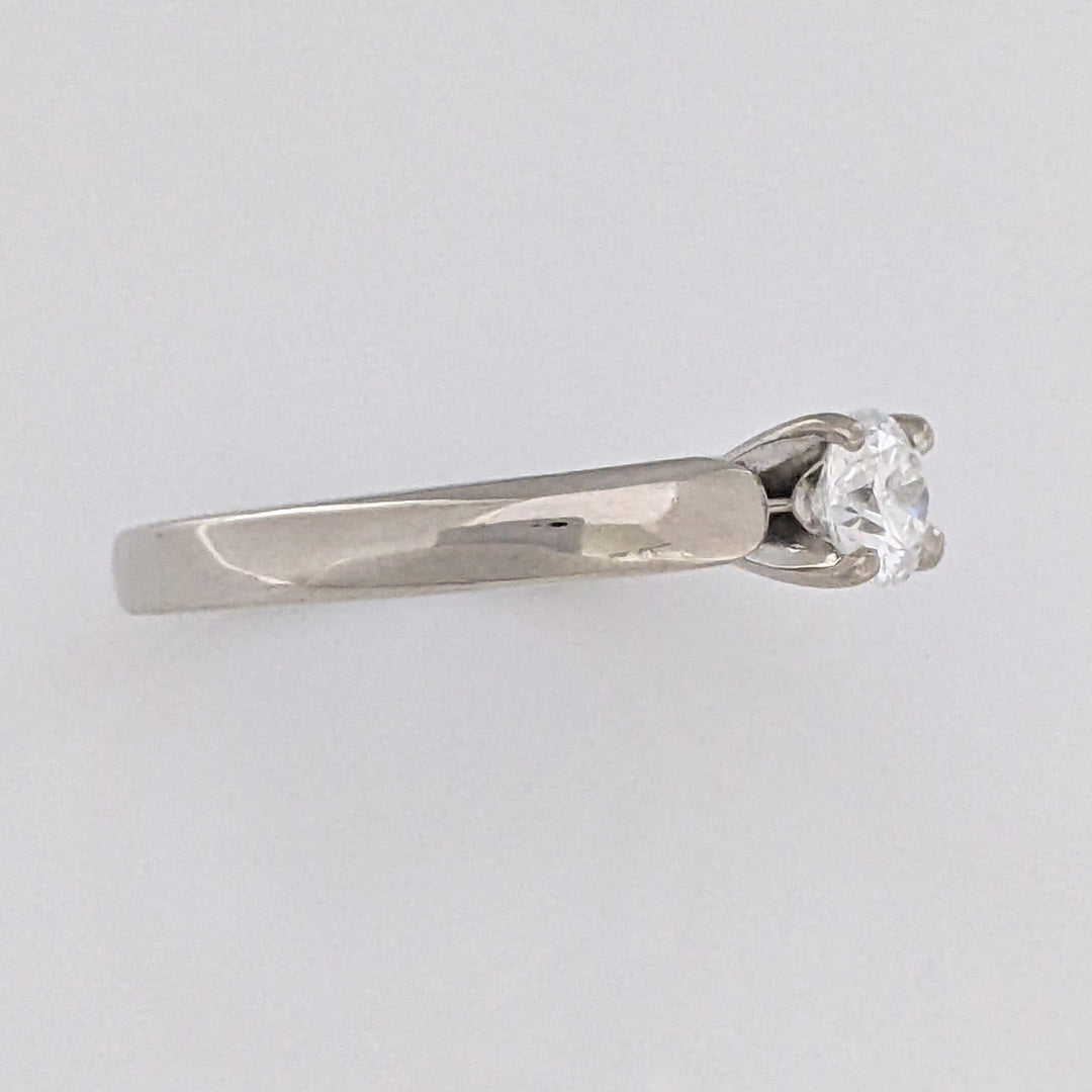 14K WHITE .39 CARAT TOTAL SI2 E DIAMOND ROUND RAISED SHANK SOLITAIRE ESTATE RING 4.0 GRAMS