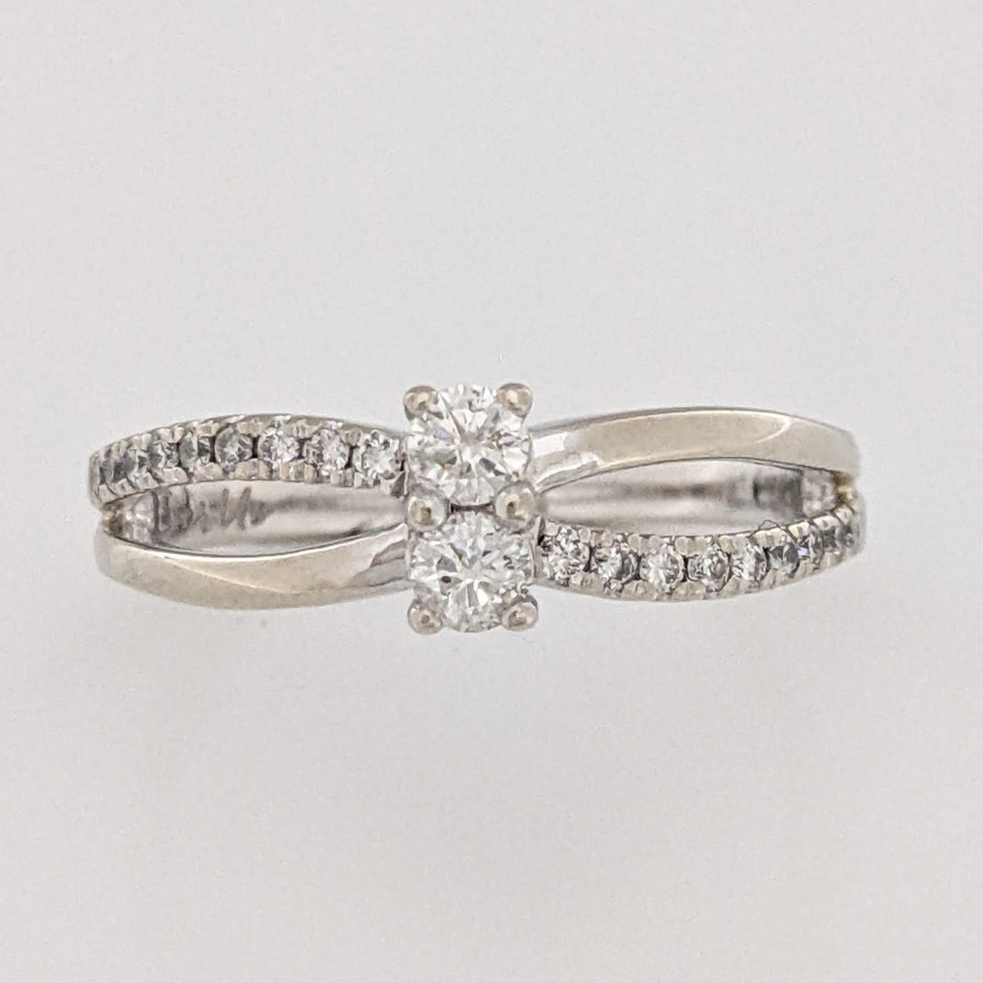 10K WHITE .34 CARAT TOTAL WEIGHT I1 I DIAMOND ROUND (20) SPLIT SHANK ESTATE RING 2.9 GRAMS