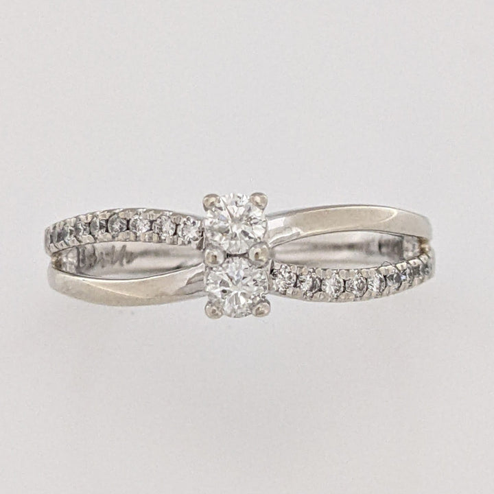 10K WHITE .34 CARAT TOTAL WEIGHT I1 I DIAMOND ROUND (20) SPLIT SHANK ESTATE RING 2.9 GRAMS