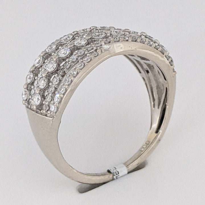 10K WHITE 1.45 CARAT TOTAL WEIGHT VS1 G DIAMOND ROUND (101) MULTI-ROW ESTATE BAND 3.5 GRAMS