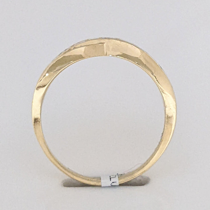 14K .21 CARAT TOTAL WEIGHT VS1 I DIAMOND ROUND (3) BLACK ENAMEL ESTATE RING 3.8 GRAMS