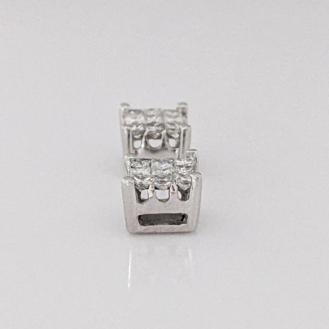 14K WHITE .54 CARAT TOTAL WEIGHT I1 H DIAMOND PRINCESS CUT (18) ESTATE STUD EARRINGS 1.5 GRAMS