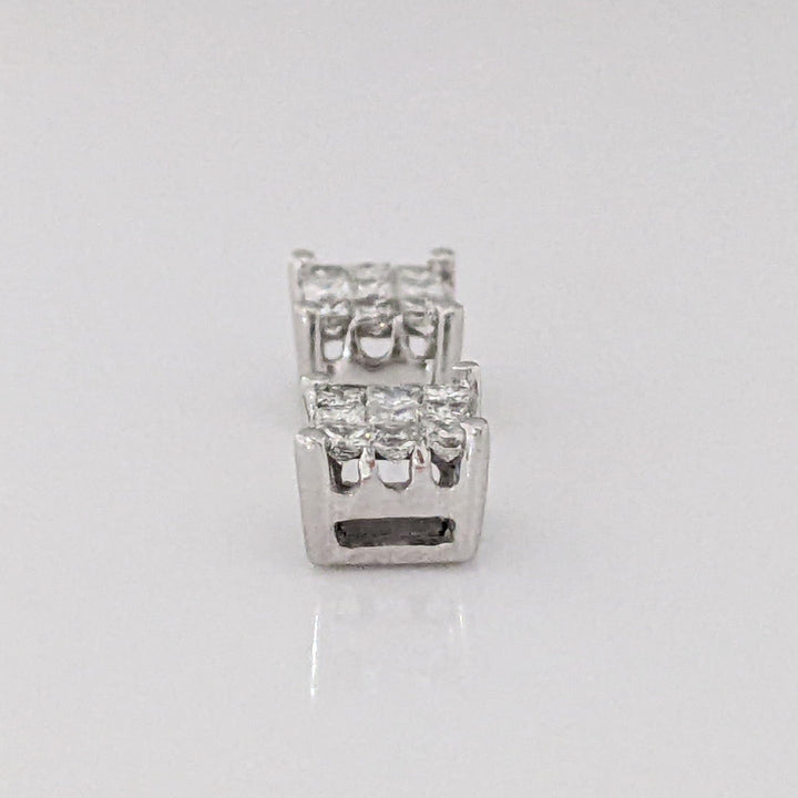 14K WHITE .54 CARAT TOTAL WEIGHT I1 H DIAMOND PRINCESS CUT (18) ESTATE STUD EARRINGS 1.5 GRAMS