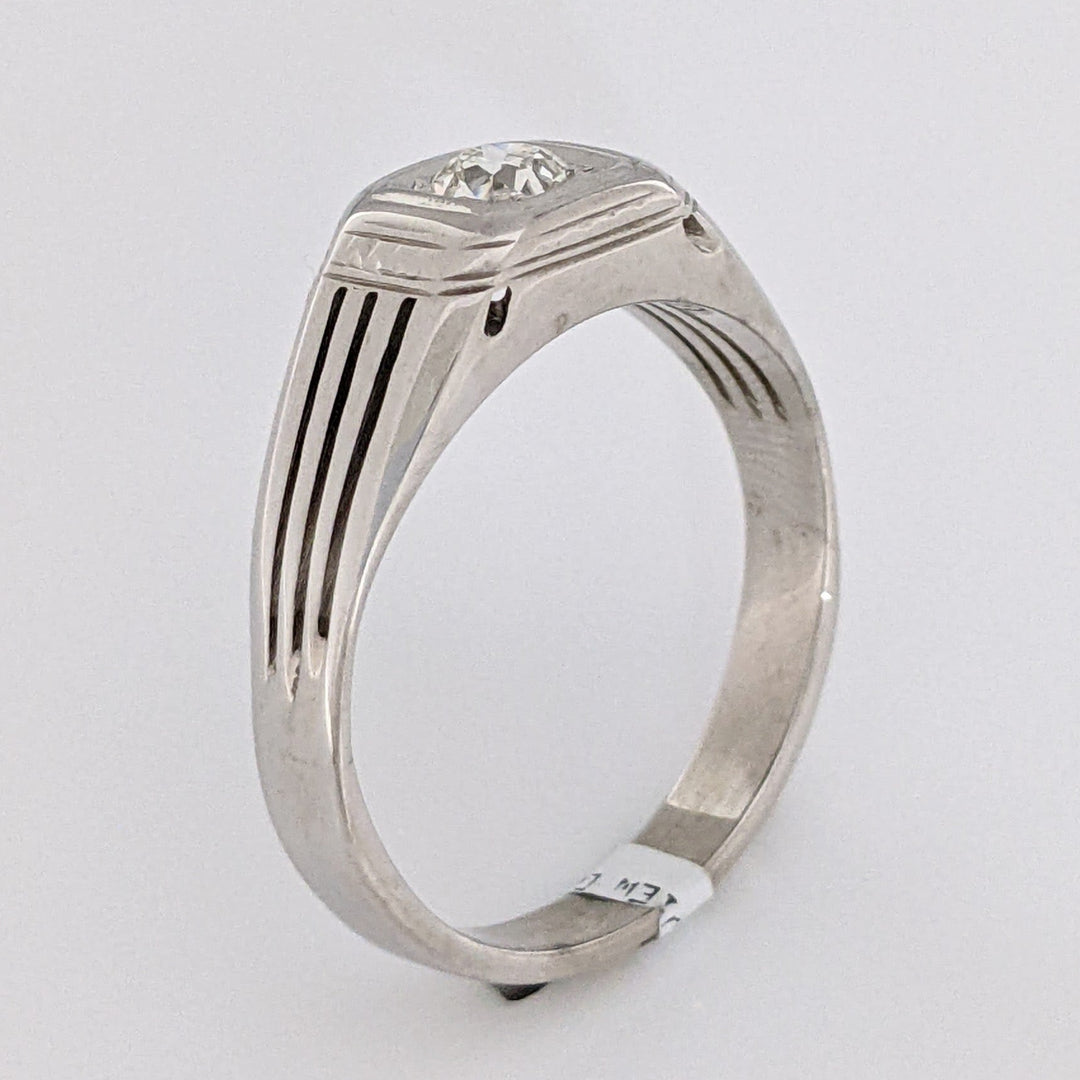 14K WHITE .30 CARAT TOTAL VS1 K DIAMOND ROUND (1) LINED SHANK ESTATE RING 5.1 GRAMS